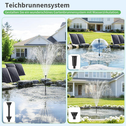 POPOSOAP Waterpomp op zonne-energie met vijverfilter, 120 W vijverfilter op zonne-energie met fonteinpomp, waterstroom instelbaar, voor buitenvijver, vistank, zwembad, tuin, waterspel