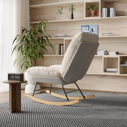 Elegant High Back Rocking Chair Living Room Chair Accent Chair Bedroom Armchair Rocking Chair Relax Chair for Living Room Office (Five Speed Setting
