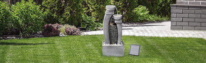 Teamson Home Buiten Tuin Water Fontein - Waterornament - Zonne-Energie - 2 Lagen Pot Ontwerp - Waterval - Tuindecoratie - Binnen & Buiten - Met Pomp - 34 x 22.9 x 76.2 (cm)