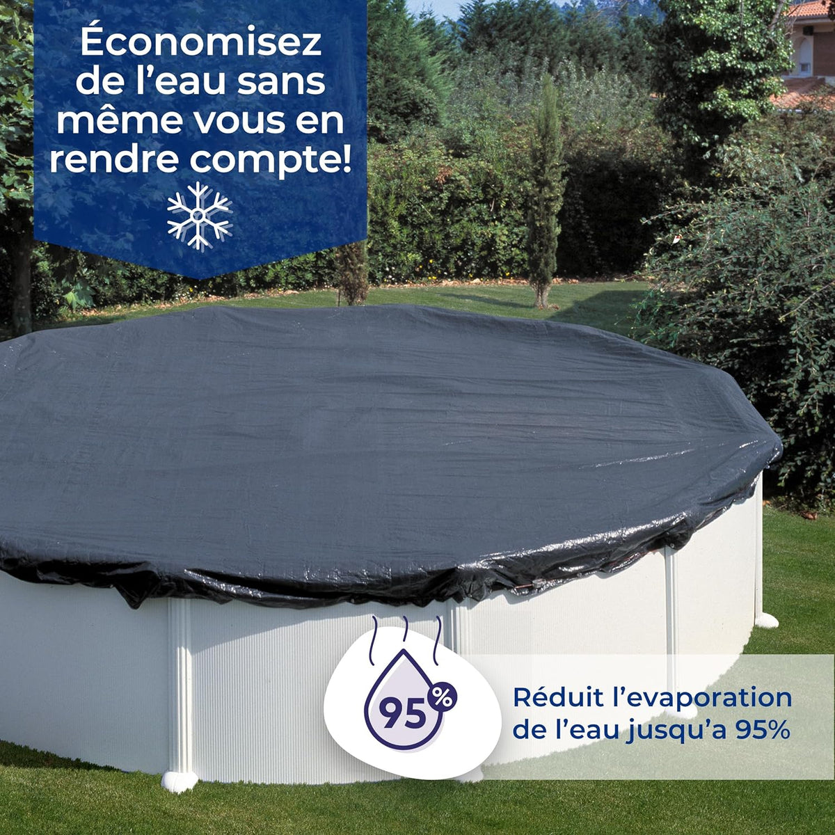 Gre CIPROV1001 Winterafdekking voor ovaal zwembad, zwart, 1115 x 660 x 0,2 cm