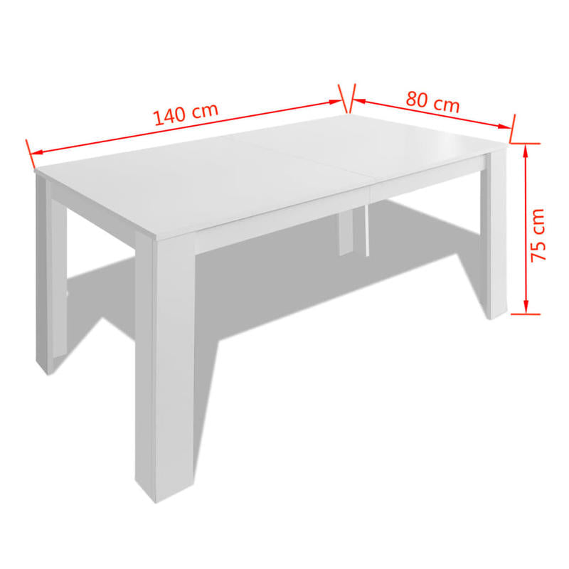 Witte Eettafel – Eetkamertafel – Tafel – Eettafel Rechthoekig – Design Tafel – 140x80x75 cm – Krasbestendig Hoogdruklaminaat – Stevig Metalen Onderstel