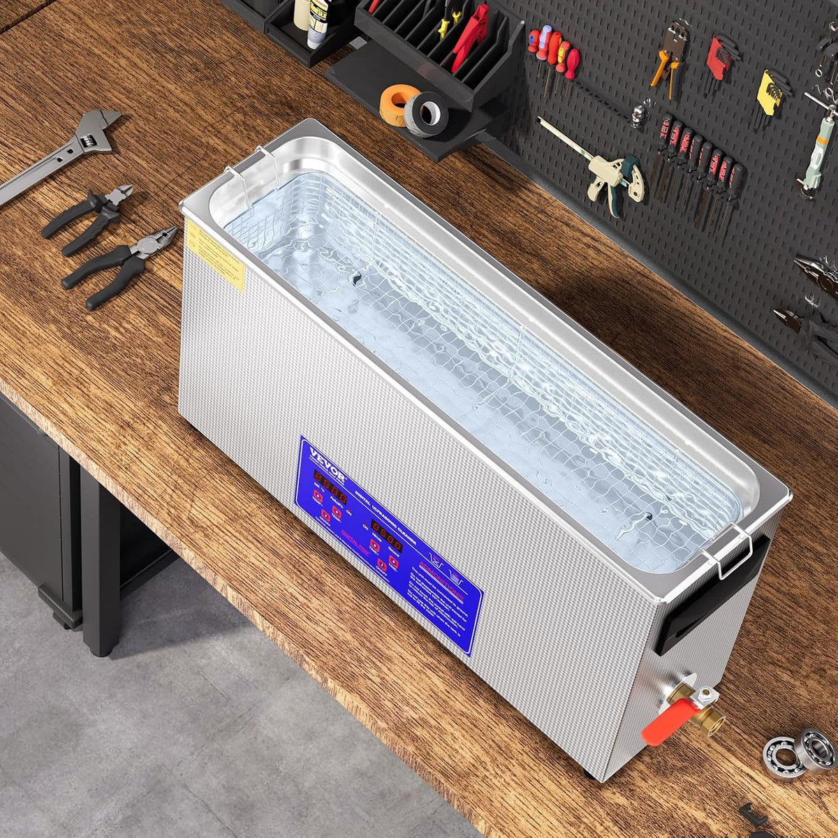 VEVOR Ultrasone reiniger, 10 l, ultrasoon reinigingsapparaat, 300 W, ultrasone reinigingsmachine met timer, verwarming, 40 kHz digitale reiniger met mand voor sieraden