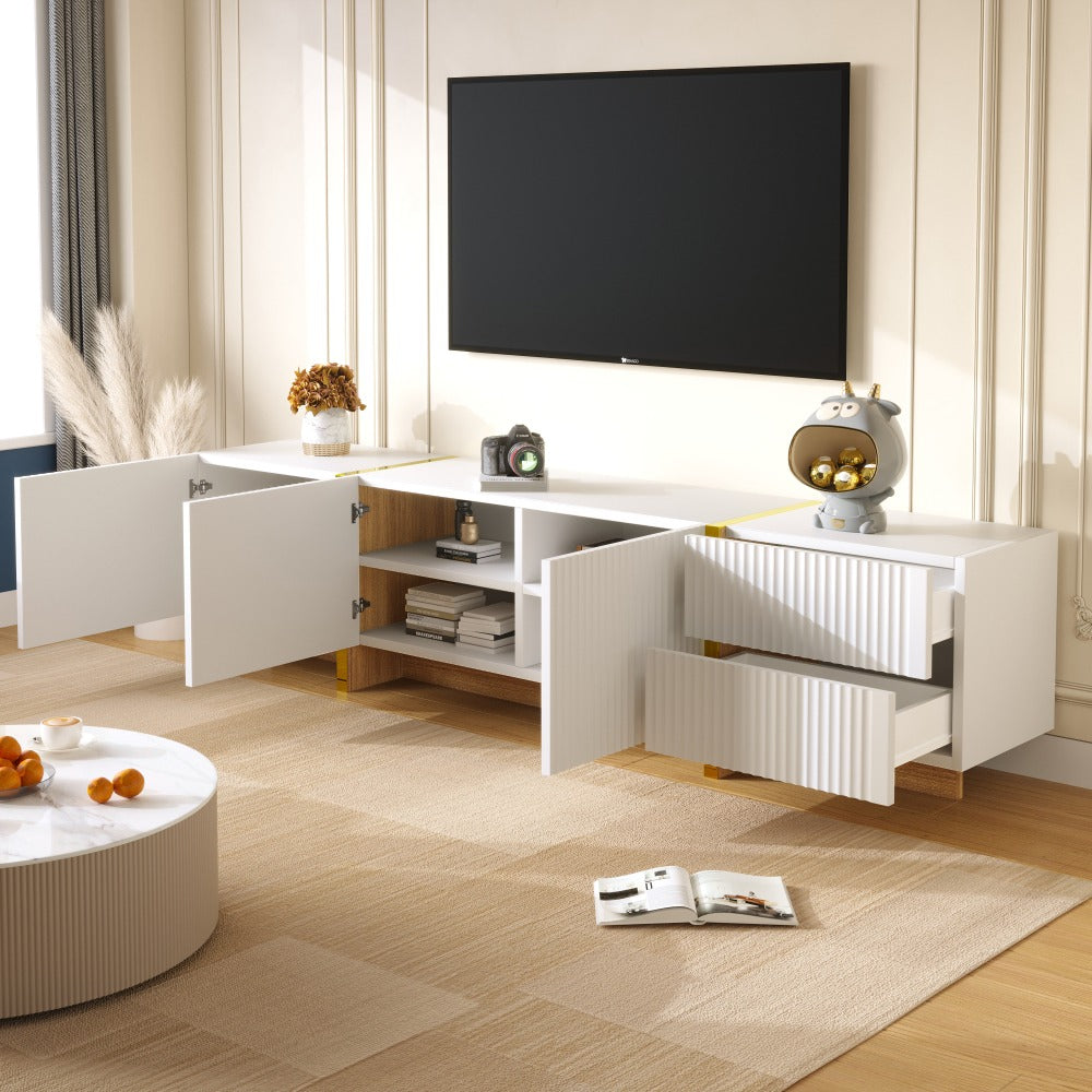 Tv-meubel – Tv-kast – TV Meubel – Dressoir – Wandmeubel – 190 cm – Wit met Gouden Accenten – MDF en Spaanplaat