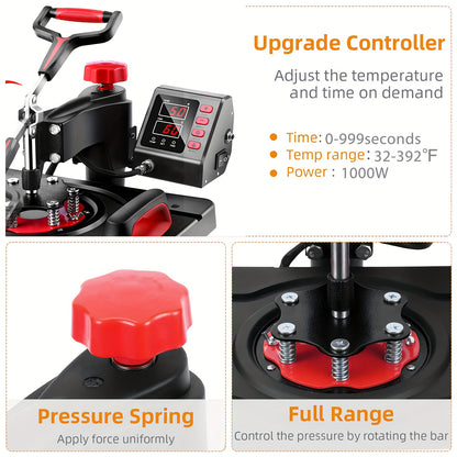 Transferpers – Hittepers – Heat Press – Warmte Persmachine – Drukpers – 38x30 cm Persplaat – 360° Swing Away Mechanisme – Digitale Temperatuur- en Timerregeling