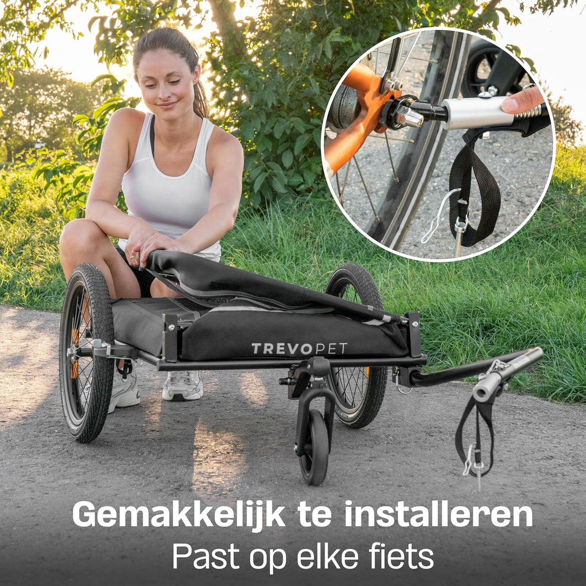 Hondenfietskar - Hondenkar - Opvouwbaar - Voor Kleine en Grote honden - max. 30kg - 2-in-1 Hondenfietskar voor Fiets naar Hondenbuggy - Geschikt voor E-Bikes en Normale Fietsen
