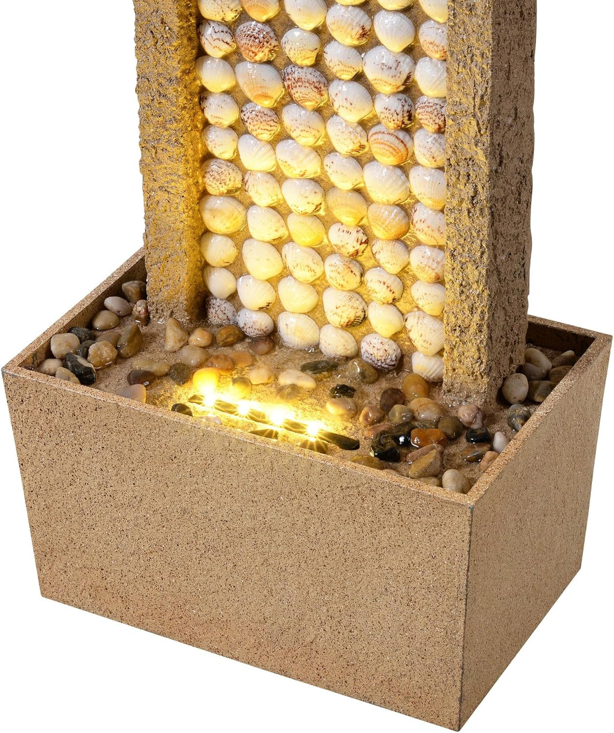 Teamson Home Tuin Buitenfontein Hoge Watervalfontein met Warme LED-verlichting Gelaagd Rotsontwerp Schelpen