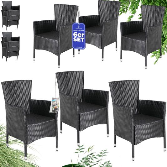 CASARIA Garden Chairs Set Stackable Poly Rattan Weatherproof Stacking Chair Outdoor Adjustable 160kg Load Capacity Garden Patio Balcony Armchair Chair, Mixing: - QUORE
