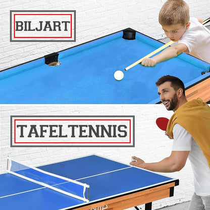 SereneLife Multi Game Table 4-in-1 - Multifunctional Playtable-Foldable Arcade Games with Accessories-Table Tennis-Air Hockey- Pool/Billiards and Shuffleboard-All Age Groups - QUORE