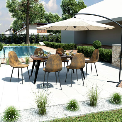 FurnitureR Garden Lounge Chair Set 4 Pieces Brown Velvet Metal Cross Frame Weatherproof Patio Lounge Chair - QUORE