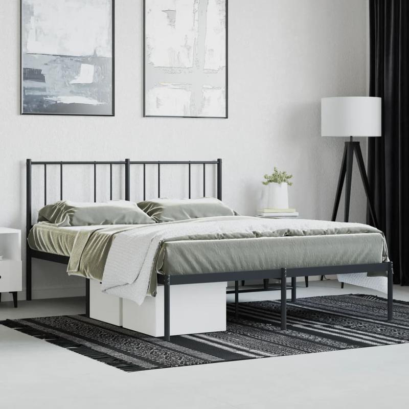 Modern Minimalist Bed Frame with Headboard - Heavy-Duty All-Metal Construction, Tool-Free Assembly, Extra Long Legs for Stability - Fits Standard Mattresses - Ideal for Small Spaces & Contemporary Bedrooms - 120x190cm (47x75i
