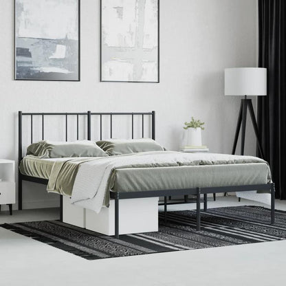 Modern Minimalist Bed Frame with Headboard - Heavy-Duty All-Metal Construction, Tool-Free Assembly, Extra Long Legs for Stability - Fits Standard Mattresses - Ideal for Small Spaces & Contemporary Bedrooms - 120x190cm (47x75i