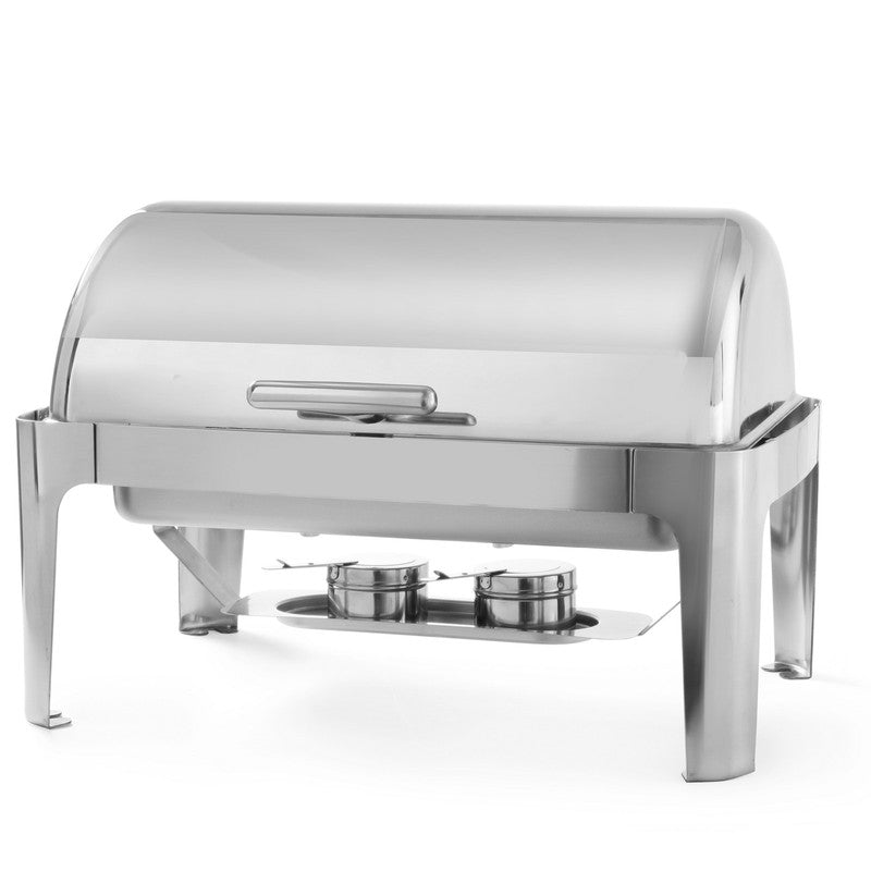 Voedselverwarmer – Buffetwarmer – Warmhoudschaal – Warmhoudplaat – Chafing Dish – Roestvrij Staal – 9 Liter Capaciteit – Rolltop Deksel 180°