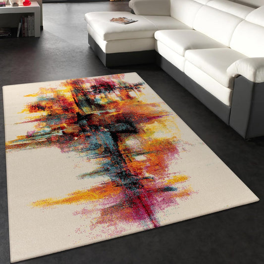 Paco Home Rug Living Room Short Pile Modern Vintage Pattern Abstract Multicolor, Size:240x330cm, Color:Yellow-White