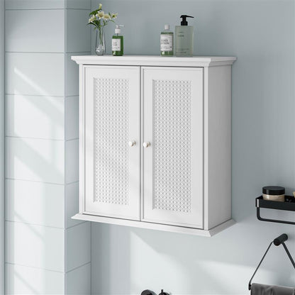 Badkamerkast – Wandkast – Opbergkast – Kolomkast – Waskamerschap – Wit – Verstelbare Planken – Hout – Ruimtebesparend Klassiek Design