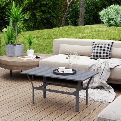 Metalen Bijzettafel – Buiten Tafel – Balkon Tafel – Coffee Table – Tuin Tafel – Donkergrijs – Weerbestendig – 91,5 x 55 x 45 cm