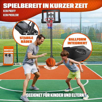 KESSER® Basketball Set Basketball Ring Includes Basketball + Pump and Basketball Stand in Height Adjustable 230cm to 305cm | Outdoor & Indoor Basketball Post - QUORE