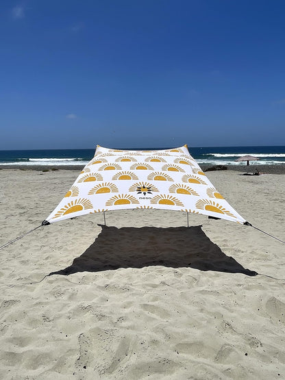 Neso Tents Strandtent met zandanker, draagbare luifel, zonnescherm, 2,1 x 2,1 meter, gepatenteerde versterkte hoeken, zonneschijn