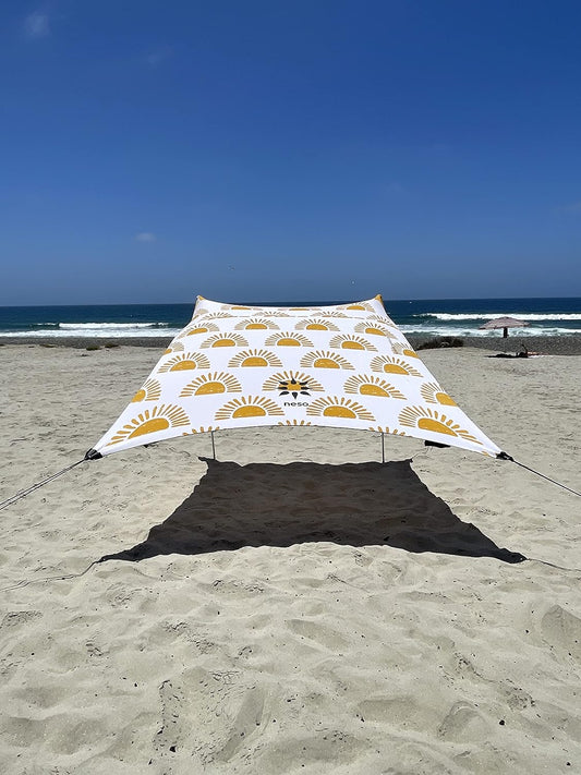 Neso Tents Strandtent met zandanker, draagbare luifel, zonnescherm, 2,1 x 2,1 meter, gepatenteerde versterkte hoeken, zonneschijn