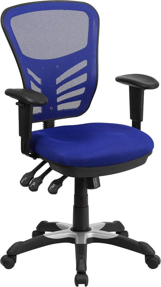 Flash Furniture Bureaustoel, metaal, blauw, 69 x 65 x 112 cm