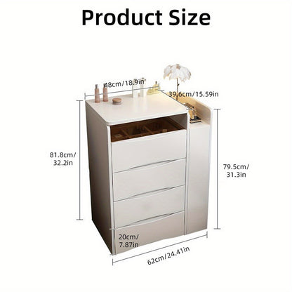 Kaptafel – Make-uptafel – Schminktisch – Toilettafel – Opbergmeubel – 3-in-1 Design Met Inklapbare Spiegel – Temperatuurbestendig Glazen Blad Wit