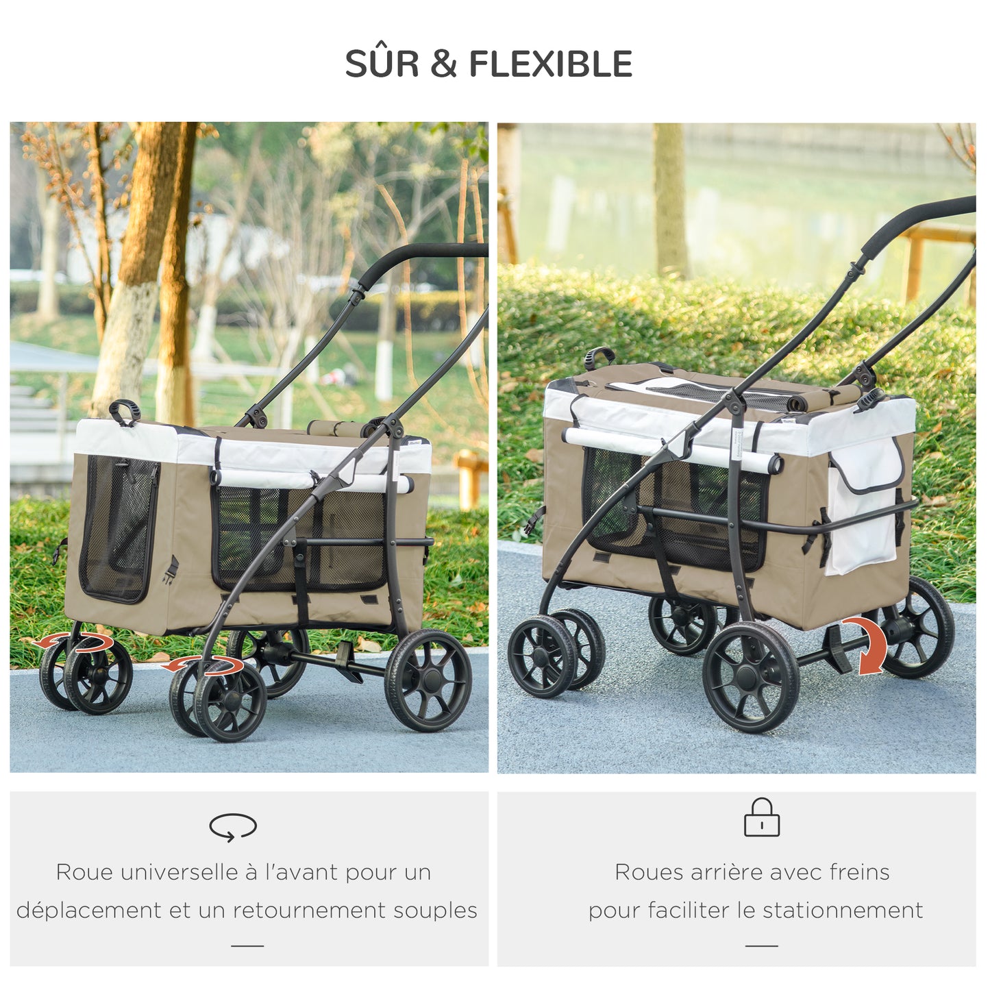 Dierenwagen – Hondenbuggy – Huisdierenwagen – Wandelwagen – Kattenbuggy – Opvouwbaar – Met Rem – 600D Oxford Stof – Max 10 kg