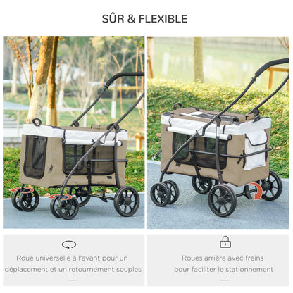 Dierenwagen – Hondenbuggy – Huisdierenwagen – Wandelwagen – Kattenbuggy – Opvouwbaar – Met Rem – 600D Oxford Stof – Max 10 kg