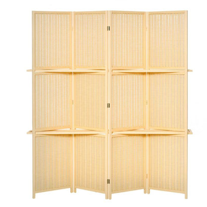 Kamerscherm – Roomdivider – Scheidingswand – Paravent – Kamerscheiding – Bamboe – 2 Planken – Opvouwbaar – Voetbeschermers – Natuurlijk Design