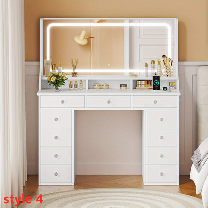 Make-up Tafel – Kaptafel – Cosmeticatafel – Make-up Organizer – Opmaaktafel – Ruime Opbergruimte – Massief Hout & Glas – Compact Design & Eenvoudige Montage
