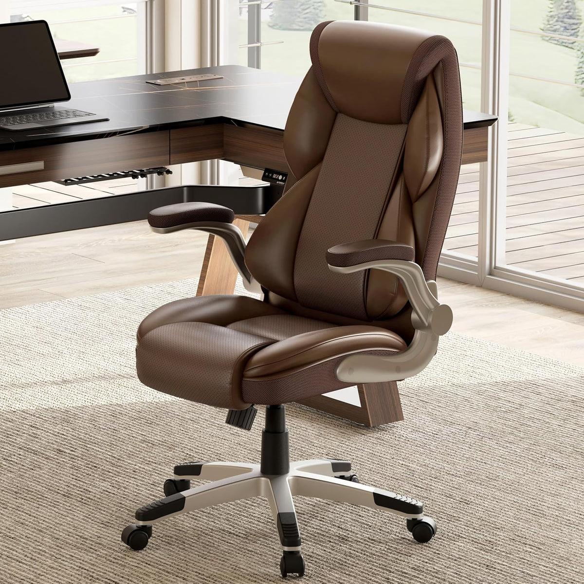 EUREKA ERGONOMIC Office Chair, Home Office Computer Chair Made of Leather High Back