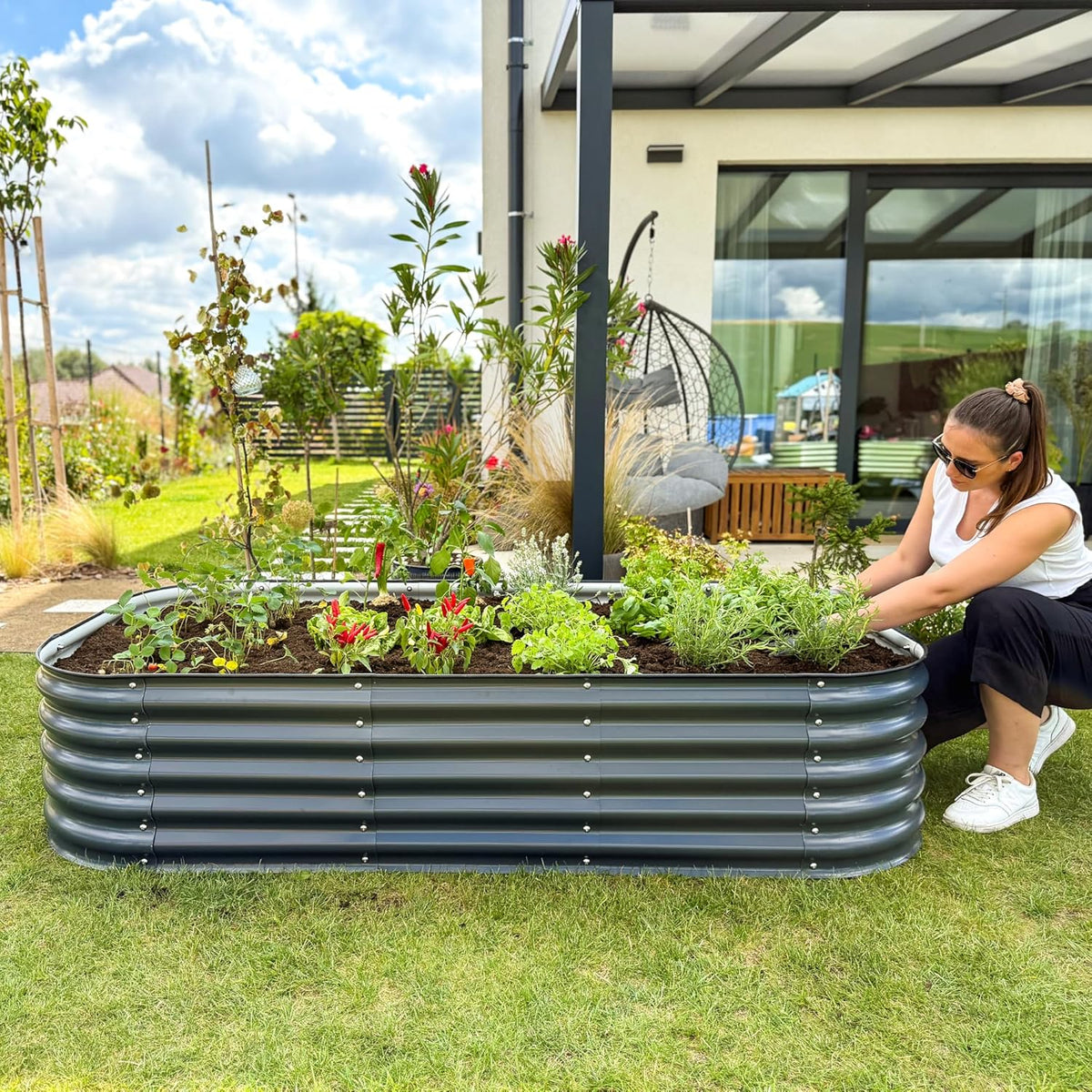 Verhoogd bed van metaal 240 x 60 x 43 cm - Modulaire 9-in-1 verhoogde bedden kit - Roestvrije verhoogde bedden voor tuin van premium Zn-Al-Mg staal - Min. 20 jaar levensduur - 43 cm hoog