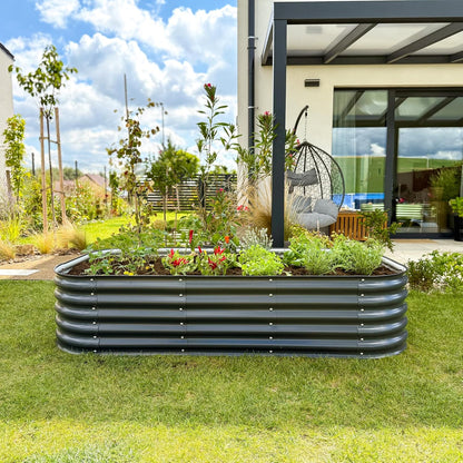 Verhoogd bed van metaal 240 x 60 x 43 cm - Modulaire 9-in-1 verhoogde bedden kit - Roestvrije verhoogde bedden voor tuin van premium Zn-Al-Mg staal - Min. 20 jaar levensduur - 43 cm hoog