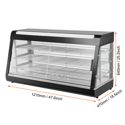 Voedselverwarmer – Warmhoudkast – Buffetwarmer – Warmhoudplaat – Chafing Dish – 3 Laags Indeling – Instelbare Temperatuur 30-85°C – LED-Verlichting & Stoomfunctie