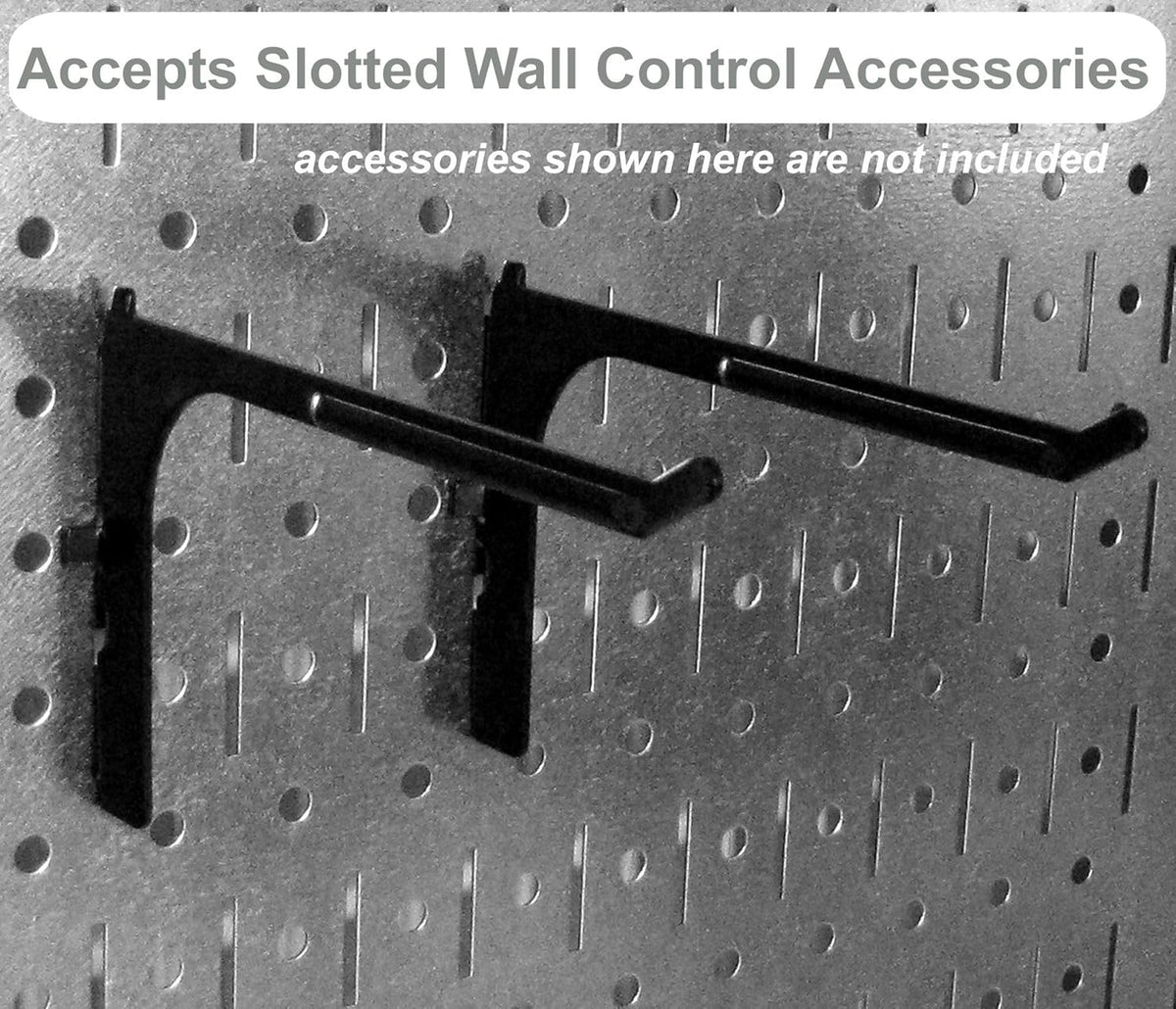 Wall Control Pegboard Organizer 4 ft. Metalen Pegboard Standaard Tool Opslag Kit met Zwart Gereedschap en Zwarte Accessoires