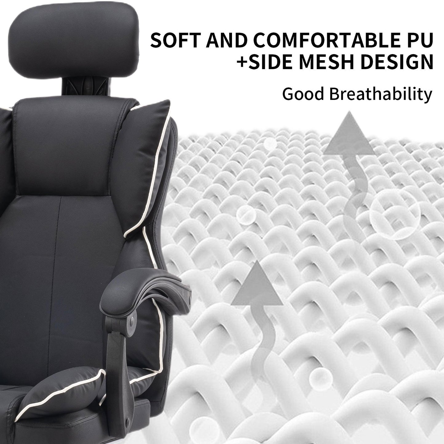 Executive Office Chair with Foot Rest High Back Office Chair Computer Gaming Chairs Black