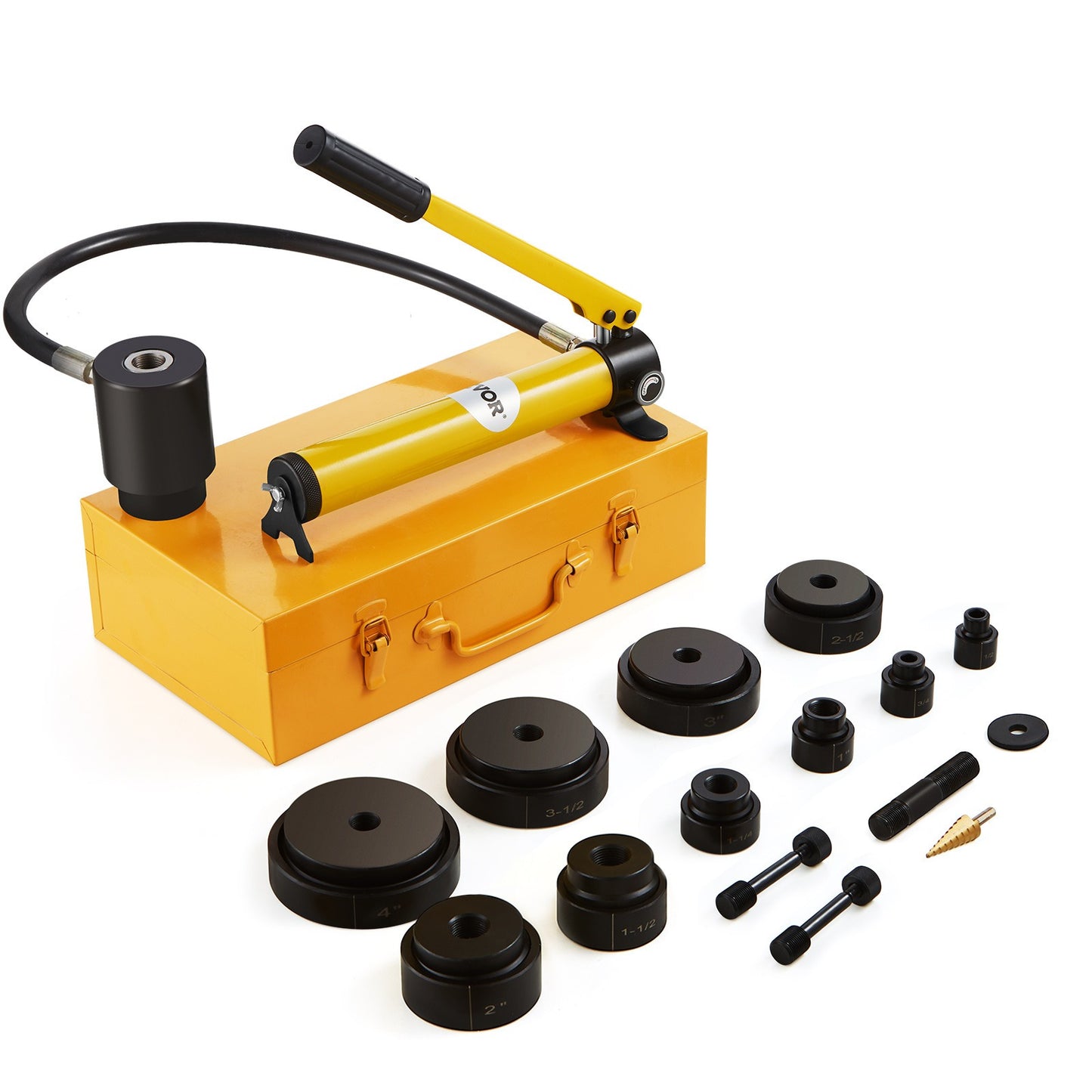 Hydraulische Ponsset – Ponsgereedschap – Ponsmachine – Ponsen Set – Ponsen Gereedschap – 15 Ton Kracht – Inclusief 10 Ponsen en Matrijzen 1/2" tot 4"