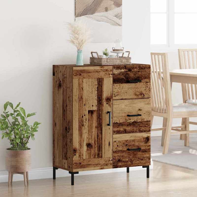 Modern Aged Wood Sideboard with Drawer - Engineered Wood Cabinet (69.5x34x90cm) | Particle Board, Frame | Freestanding Storage Furniture for, Dining Room, Entryway | Classic Contemporary Design for small to