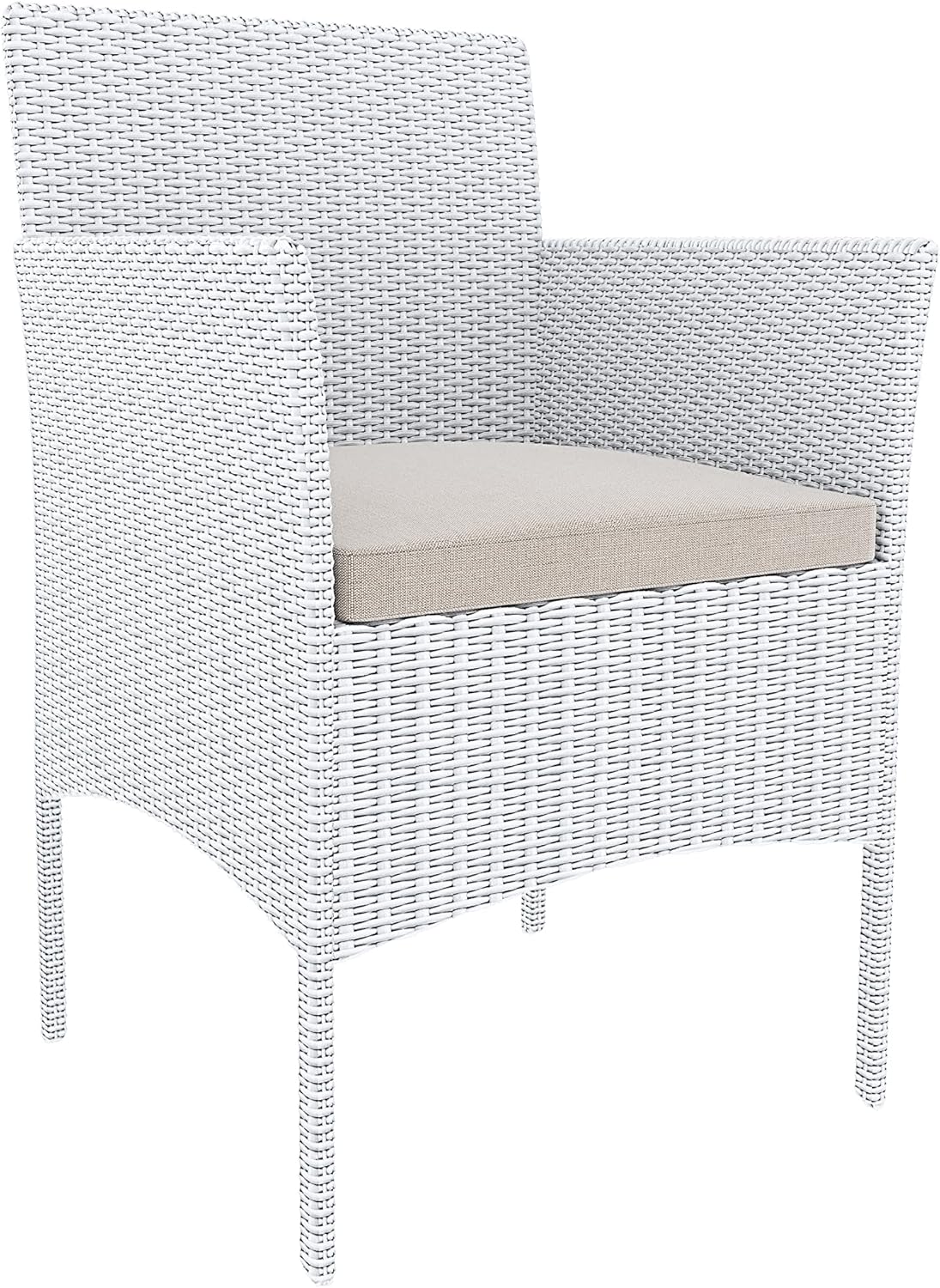 Arreditaly Tuinmeubelset, woonkamer, rotan, 4-zits met tafel en glazen rek, 2 stoelen en 2-zits, voor tuin, buitenzwembad, afneembare kussens (wit)