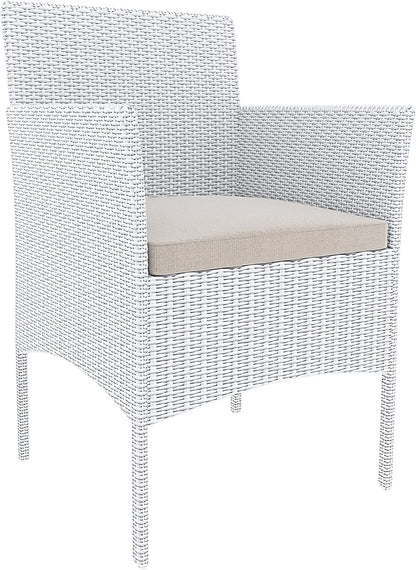 Arreditaly Tuinmeubelset, woonkamer, rotan, 4-zits met tafel en glazen rek, 2 stoelen en 2-zits, voor tuin, buitenzwembad, afneembare kussens (wit)