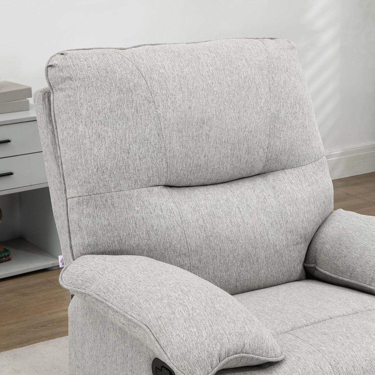 HOMCOM Relaxstoel, televisiestoel met ligfunctie, linnenlook, draaibare tv-stoel met veerkernsysteem, voetensteun, voor woonkamer, slaapkamer, belastbaar tot 160 kg, lichtgrijs