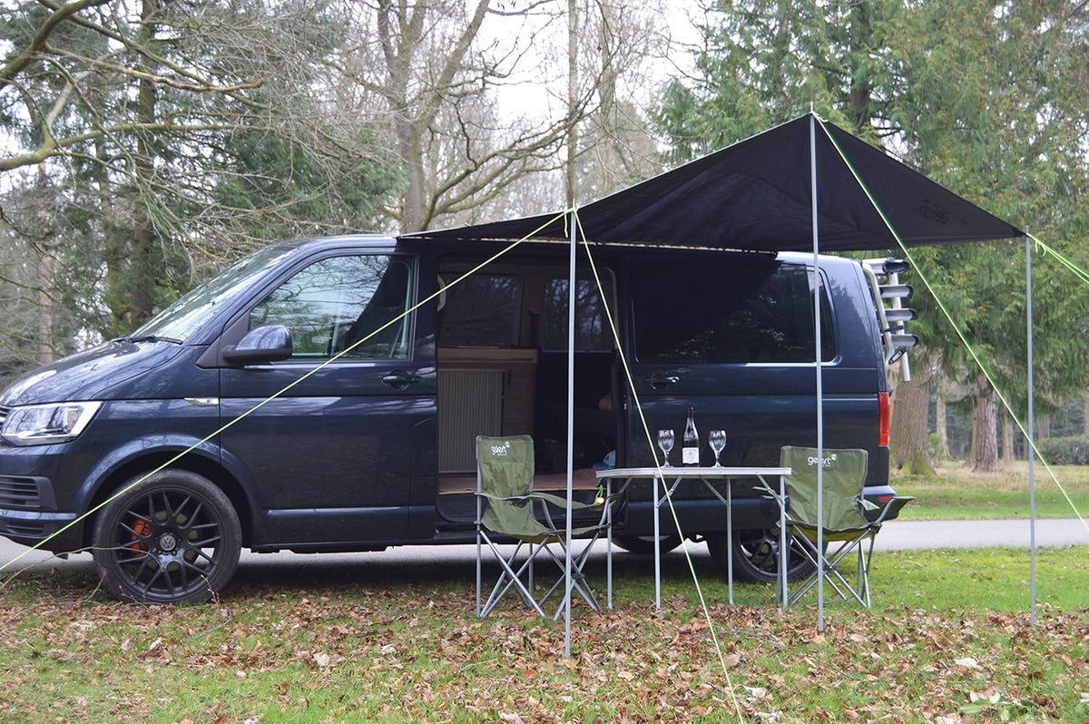 WILD EARTH SQUARE Zonneluifel voor Campers, Busombouwingen, Campers of Caravans 240cm x 240cm MEDIUM GRIJS
