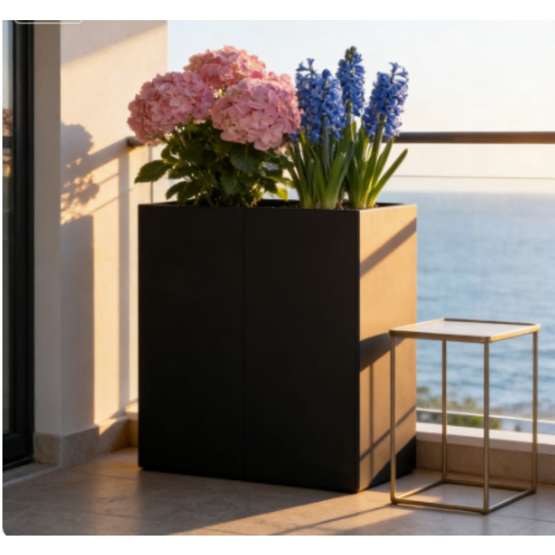 Plant Pot Black 80x40x80cm Cold-rolled Steel Chic Outdoor Planter Serves as a Focal Point for Exterior Spaces Reliable Weather- Planter Combines Beauty and Gardening Functionality
