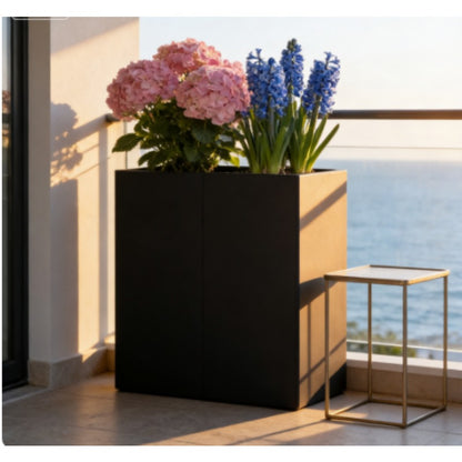 Plant Pot Black 80x40x80cm Cold-rolled Steel Chic Outdoor Planter Serves as a Focal Point for Exterior Spaces Reliable Weather- Planter Combines Beauty and Gardening Functionality