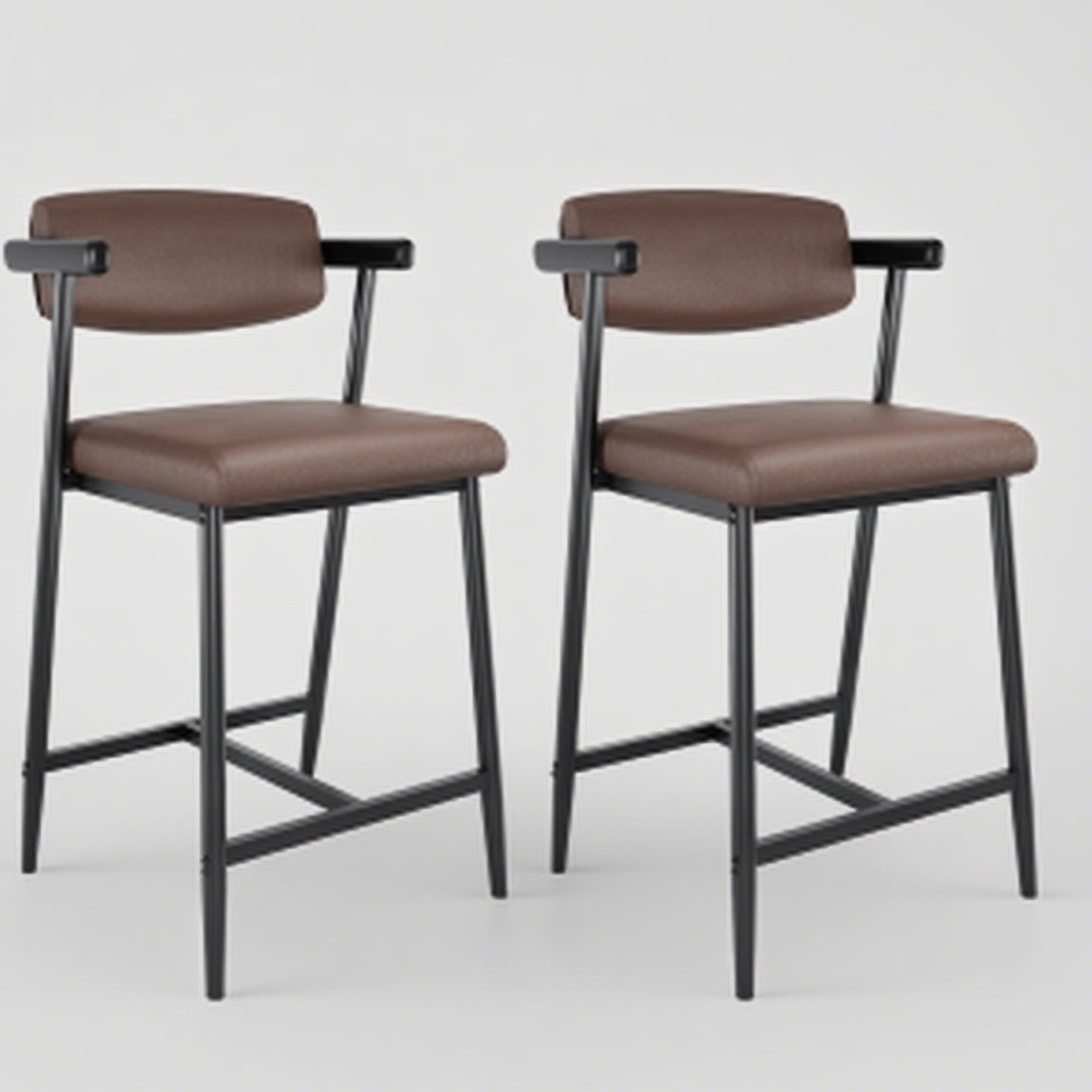 Barkrukken – Barstoelen – Keukenkrukken – Counterstoelen – Barkruk Set Zwart – Stevig Metalen Frame – Ergonomische Rugleuning en Voetsteun