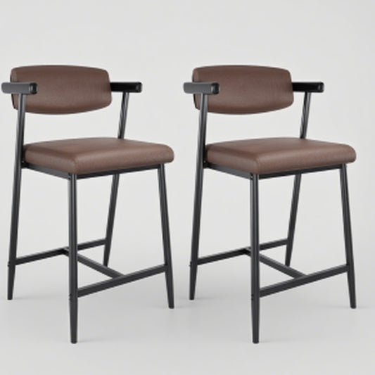 Barkrukken – Barstoelen – Keukenkrukken – Counterstoelen – Barkruk Set Zwart – Stevig Metalen Frame – Ergonomische Rugleuning en Voetsteun