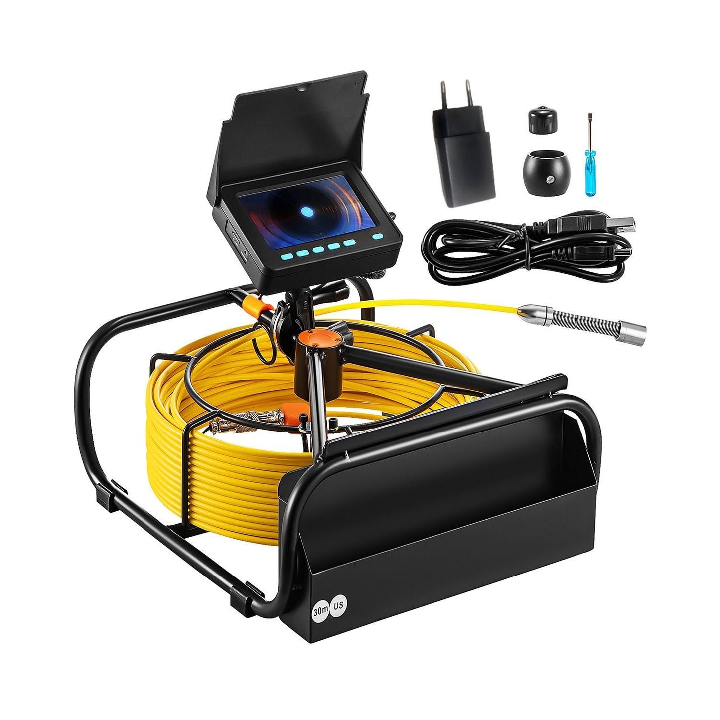 Rioolcamera – Inspectiecamera – Endoscoop – Leidingcamera – Buisinspectiecamera – 30m Semi-Rigide Kabel – 4,3 Inch LCD Scherm