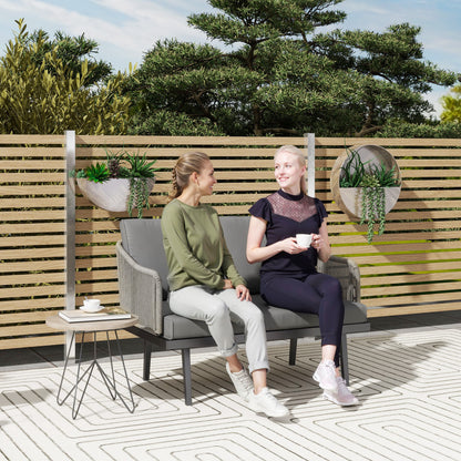 Twee Persoons Bankje Tuin – 2-Zits Tuinbank – Buitenbank – Loungesofa – Tuinmeubel – Synthetisch Rattan – Gepoedercoat Stalen Frame – Weerbestendig – Zachte Kussens