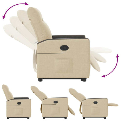 Bureaustoel Elektrisch Verstelbaar – Relaxfauteuil – Zitstoel – Verstelbare Stoel – Comfortstoel – Elektrische Liftfunctie – Handmatig Verstelbare Rugleuning 135° – Crème Stoffen Bekleding