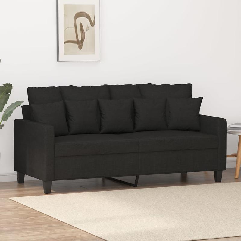 2-Zits Bank – Tweezitsbank – Compacte Sofa – Kleine Bank – Zitbank Zwart – Duurzame Bekleding – Comfortabele Kussens – 140 cm Breed – Ruimtebesparend Design