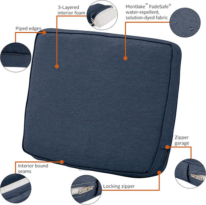 Classic Accessories Montlake FadeSafe Waterbestendig 47,5 x 50 x 10,5 cm Buitenstoelkussen, terrasstoelkussens, terrasstoelkussens, terraskussens