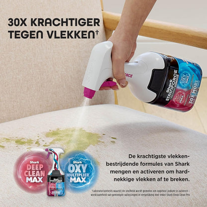 Shark StainForce snoerloze vlekkenverwijderaar, lichtgewicht en draagbare vlekkenverwijderaar voor tapijten, bekleding, trappen, auto's, met opvangbak, accessoires en 2x reinigingsoplossing, HX100EUCP